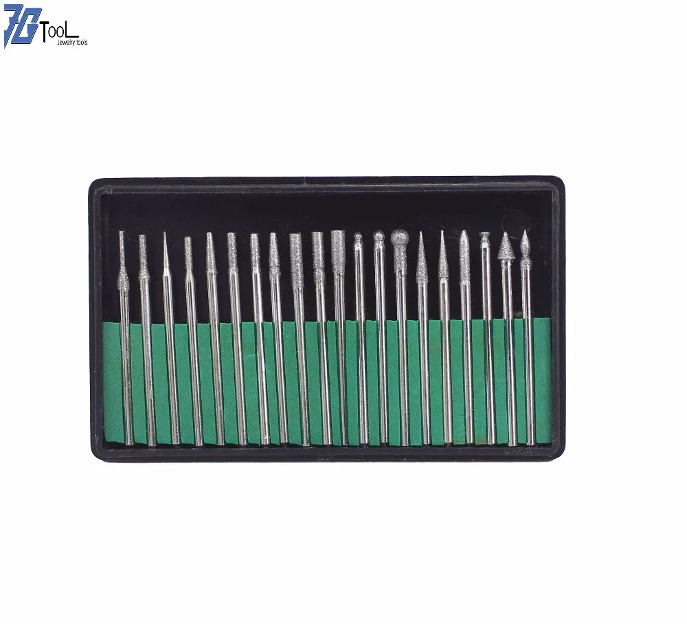 20/30 DIAMOND BURS SET 1/8 INCH SHANK MEDIUM GRIT LAPIDARY JEWELERS ROTARY BITS DREMEL