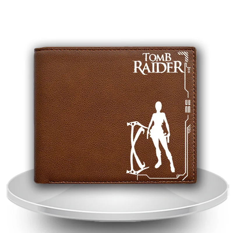 Кошелек из искусственной кожи с коротким складным рисунком Lara Croft новый модный