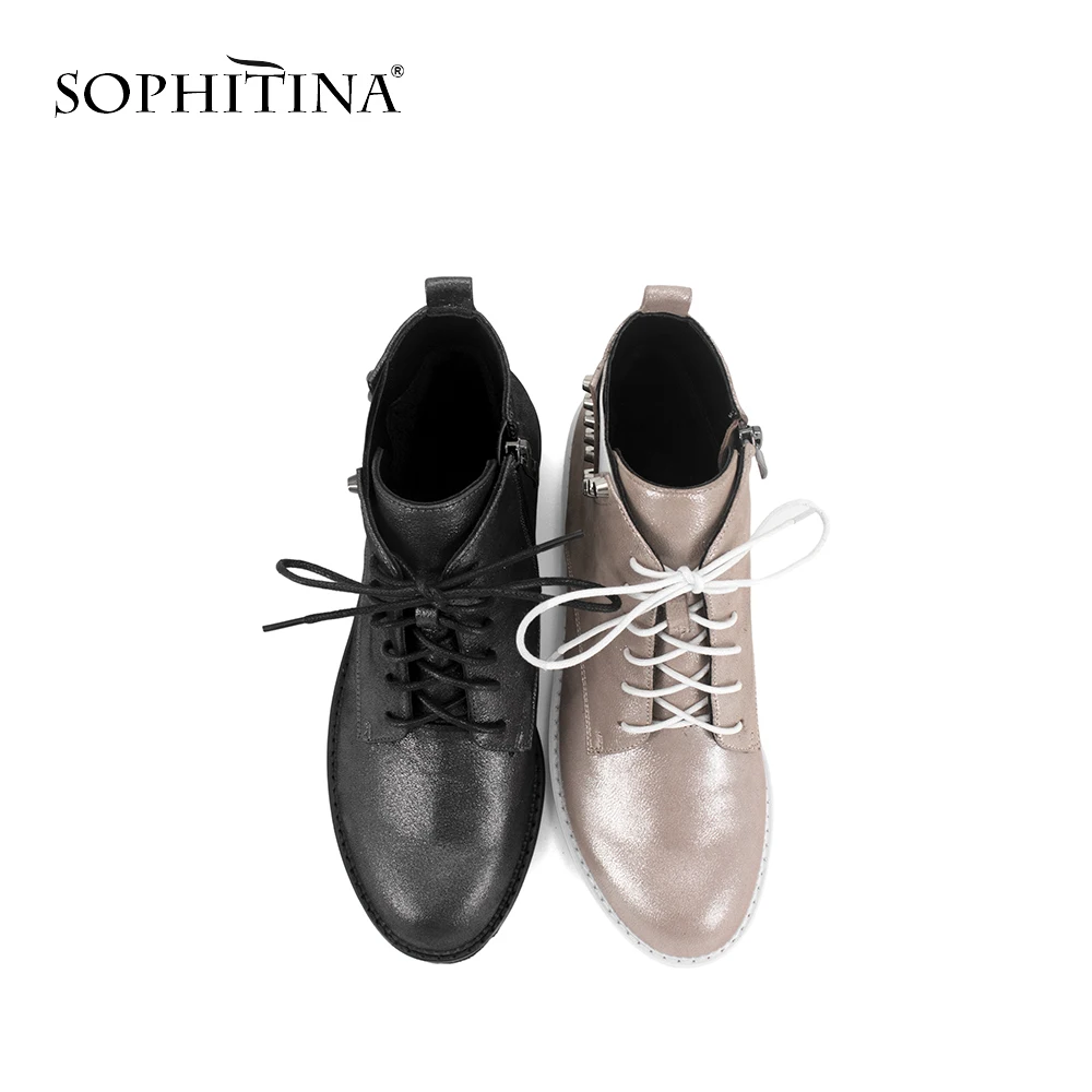 SOPHITINA/новые женские мотоциклетные ботинки из натуральной кожи