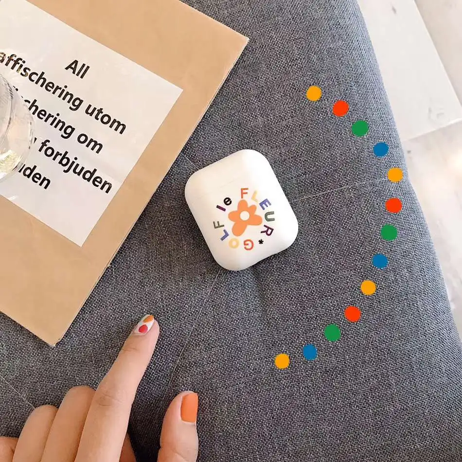 Axbety для AirPods 1/2 чехол милый модный ins стиль цветок наушники чехол s для Apple Airpods 2 милый мягкий силиконовый защитный чехол