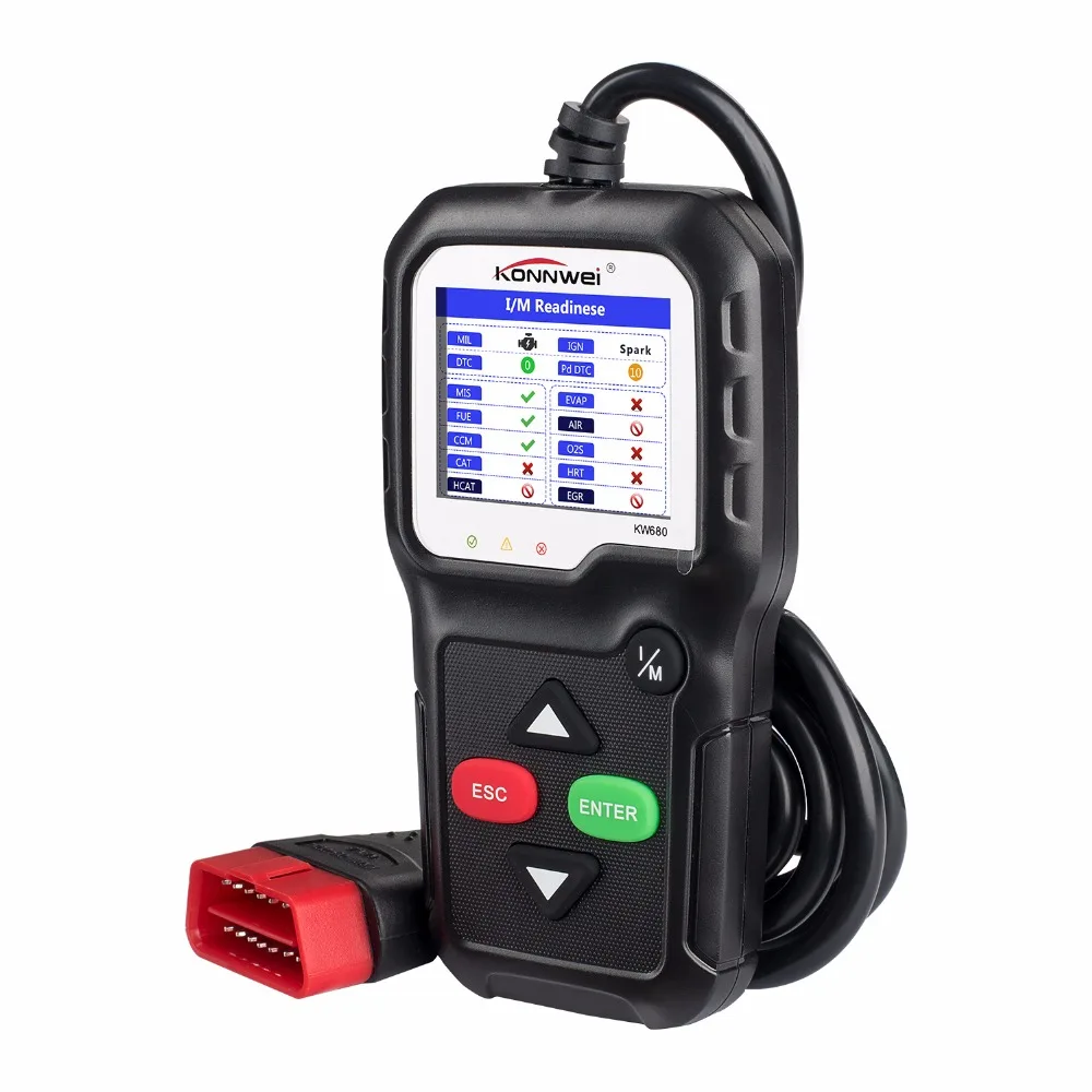 KONNWEI KW680 EOBD/OBDII/CAN автомобильный считыватель кодов Многоязычный Полный OBD2 функциональный диагностический инструмент KW 680 автоматический сканер al519 CR519