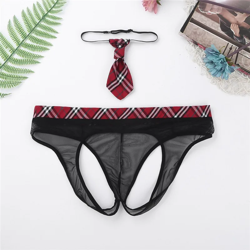 Мужской сетчатый прозрачный комплект нижнего белья эластичный клетчатый пояс