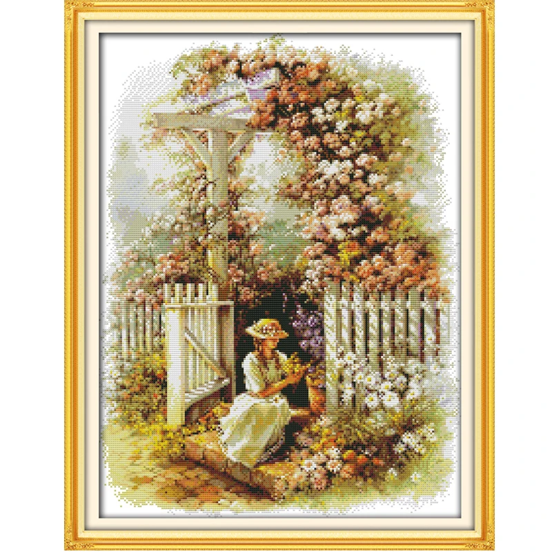 Joy Sunday Набор для вышивки набор рукоделия садовая девочка цветок вышивка