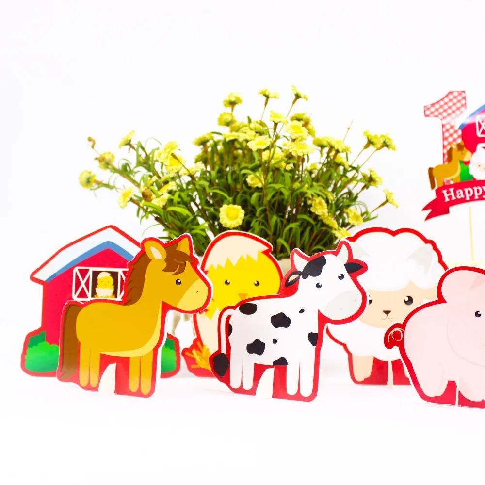 Украшение стола в виде животных на ферме для детского дня рождения