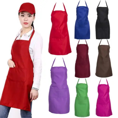 Unisex Apron HOT Adjustable Double Pocket Bib Mens Womens Kitchen Restaurant Chef Classic Cooking | Дом и сад