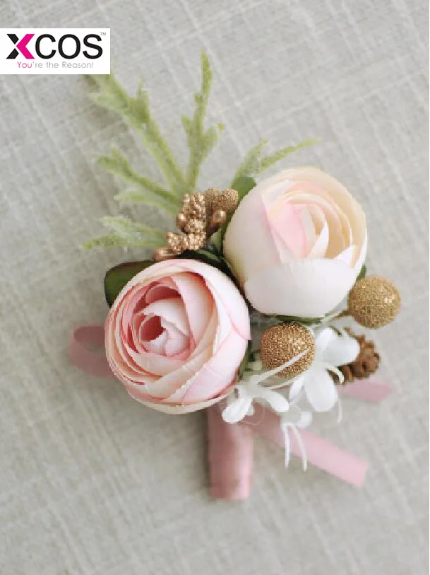 Wedding Prom Boutonniere Flower Brooch Hand Corsage Witness Groom Bridesmaid Groomsmen Wrist Flowers HQ510 |