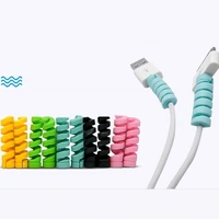 10pcslot candy color spiral cable protector earphone cable organizer wire data line holder winder wrap cord desk set