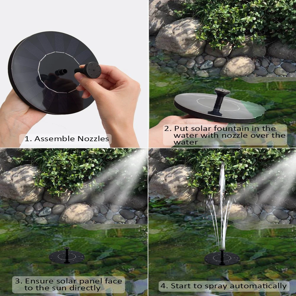 Водяной насос на солнечной батарее Birdbath круглый маленький пруд украшения сада