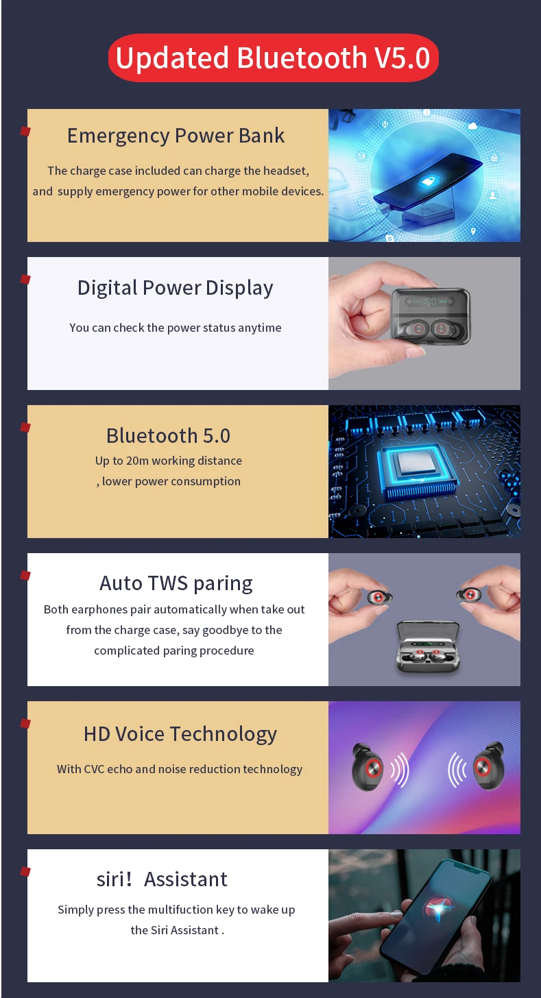 Светодиодный дисплей TWS 5,0 беспроводные наушники 6D стерео Bluetooth наушники Спортивная гарнитура водонепроницаемые наушники светодиодный чехол для зарядки