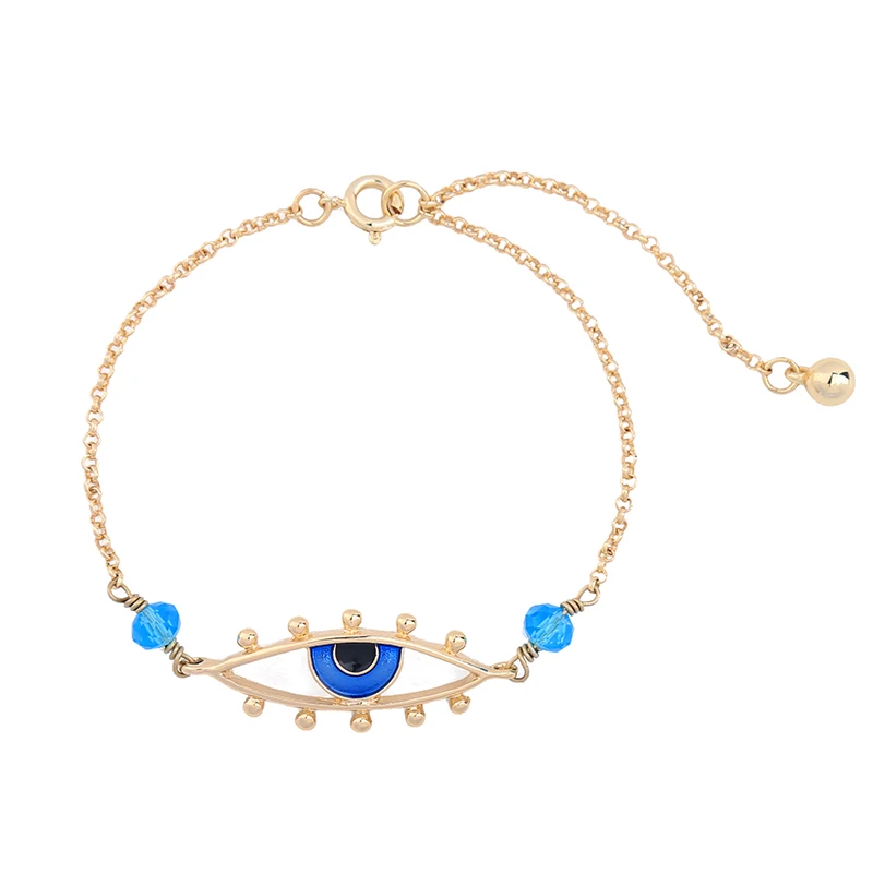 Nifty синие Бусины эмалированный браслет для глаз золотого цвета цепочка бижутерия