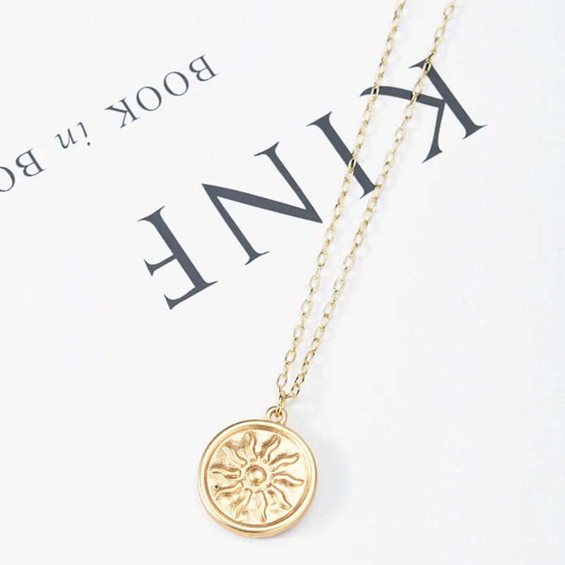Модное круглое ожерелье с монеткой и подвеской в богемном стиле длинная цепочка