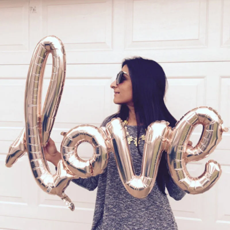 Воздушные шары из фольги с надписью Love лигатуры на годовщину свадьбы День