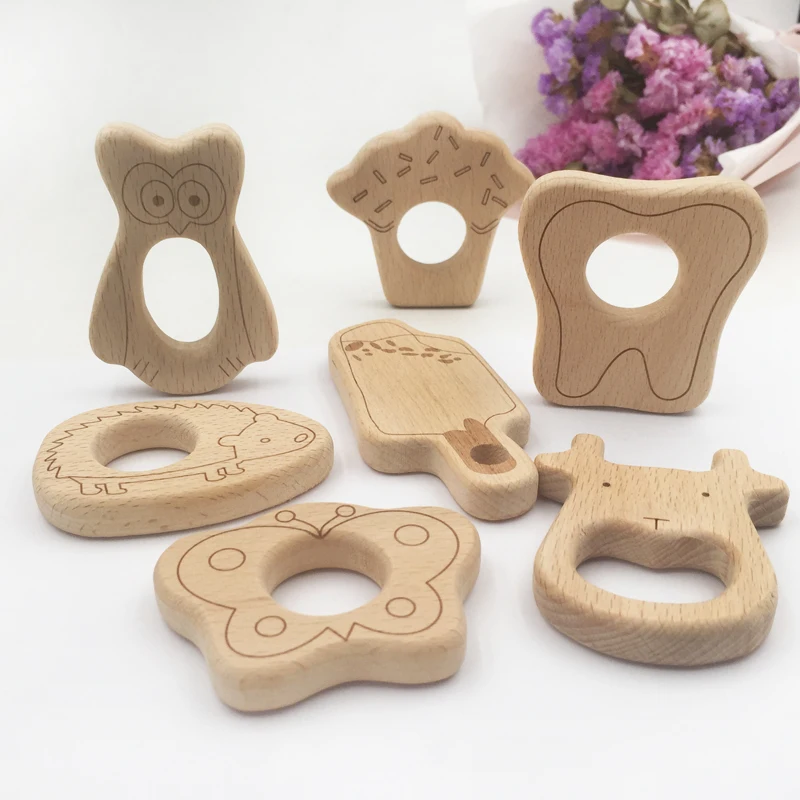 1 шт. деревянный Прорезыватель для зубов из бука|wooden teethers|teether woodfood teether |