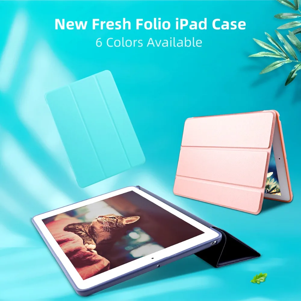 Для iPad iPad 9,7 дюймов Чехол, ультра тонкий легкий смарт-чехол трехслойный Чехол подставка с гибкой мягкой ТПУ задней крышкой