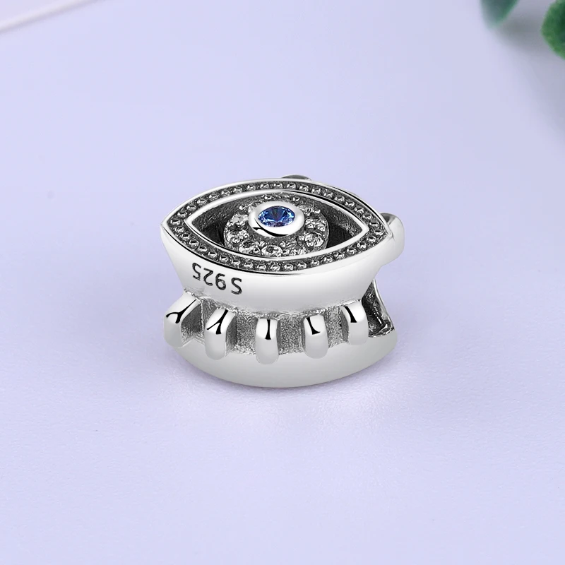Authentic 925 Sterling Silver Bead Charm Blue Eye Charms Symbol Of Insight Fit Pandora Bracelets Women Diy Jewelry Making