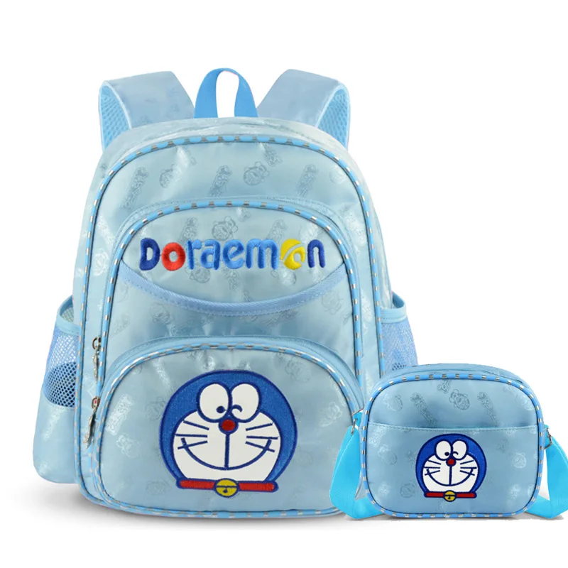 large and crossbody Новая детская школьная сумка Doraemon для девочек, милый рюкзак небесно-голубого цвета, школьная сумка с рисунком, 15 дюймов, для учеников, Kuwaii, рюкзак, рюкзак - Цвет: large and crossbody