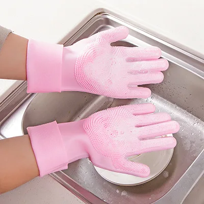 

Kitchen Silicone Cleaning Gloves Magic Silicone Dish Washing Gloves Easy Household Silicone Scrubber Rubber Cleaning Gloves