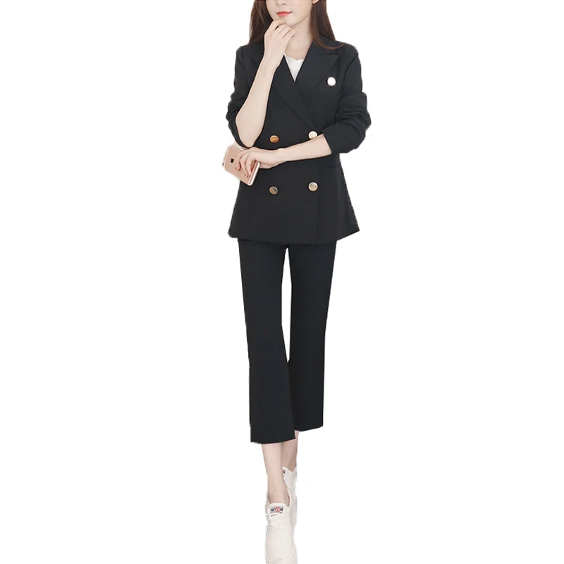 

high quality Casual small suit suit autumn and winter new temperament slim suit nine pants fashion women's two-piece TB190530