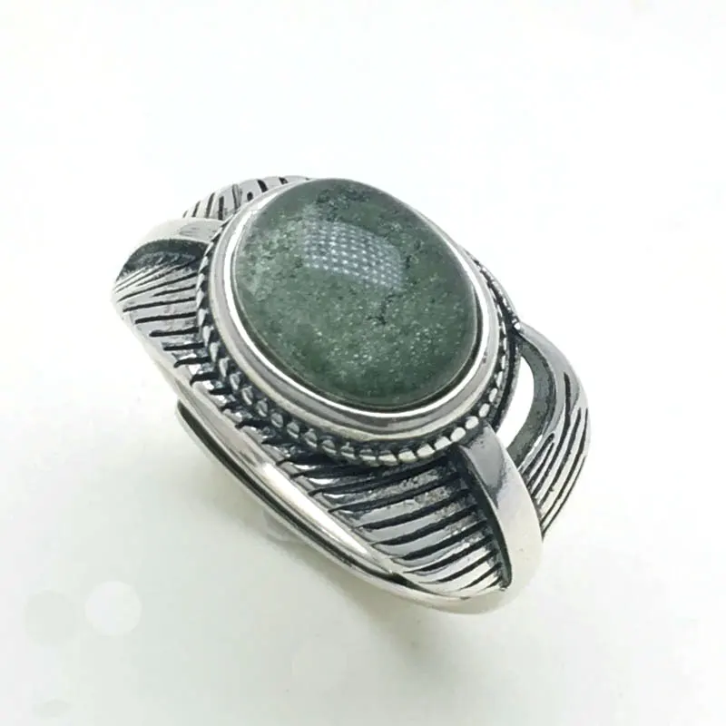 Женское кольцо из серебра 925 пробы с натуральным зеленым цветом|Кольца| |