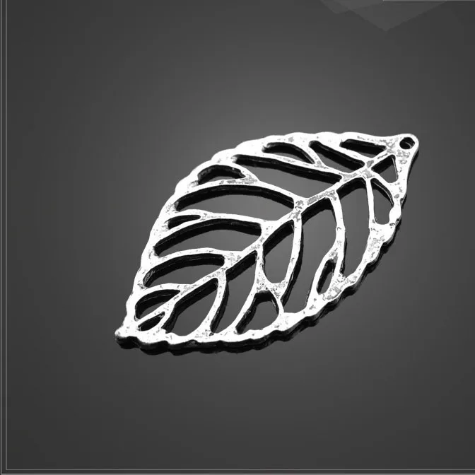 

High Quality 20 Pieces/Lot 28.1mm*47.9mm diy accessories tibetan silver leaves hollow out leaf charms for jewelry making