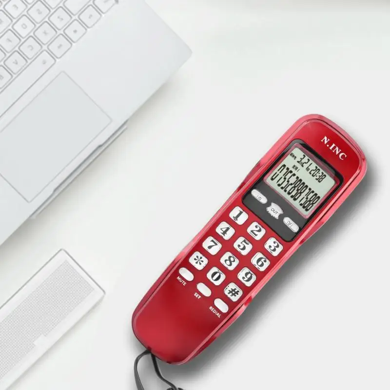 Настенный мини-телефон, двойной АОН DTMF/FSK, домашний офис, отель, входящие воспоминания, АОН, обратный звонок, ЖК-дисплей, стационарный телефон
