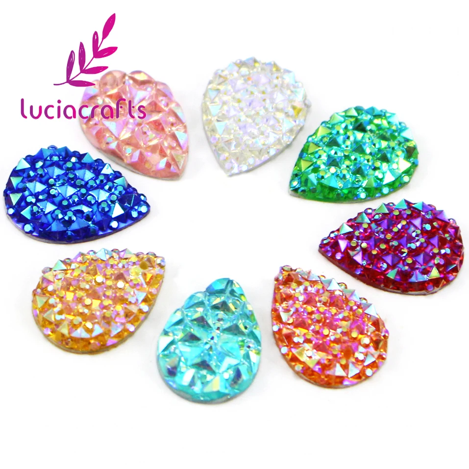Распродажа! Lucia crafts 48 шт./лот 10*14 мм AB Смола Стразы с плоской задней стороной