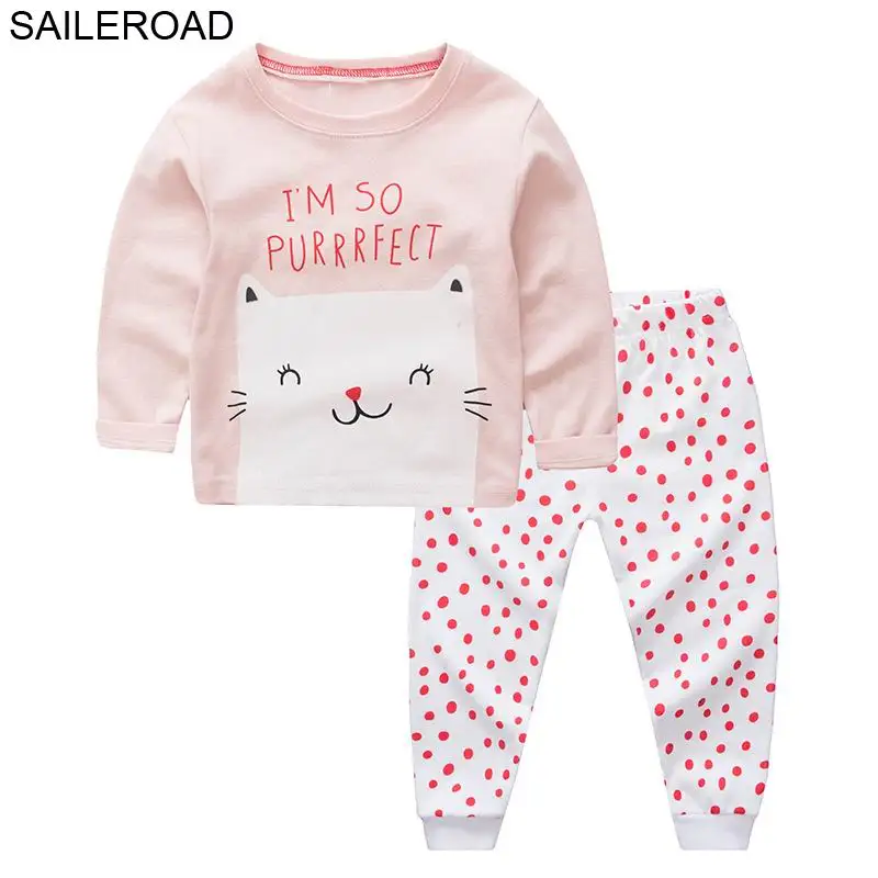 SAILEROAD/Осенняя Пижама с единорогом для детей; хлопковые Пижамные комплекты с единорогом для девочек; Осенняя детская одежда для сна; одежда для сна