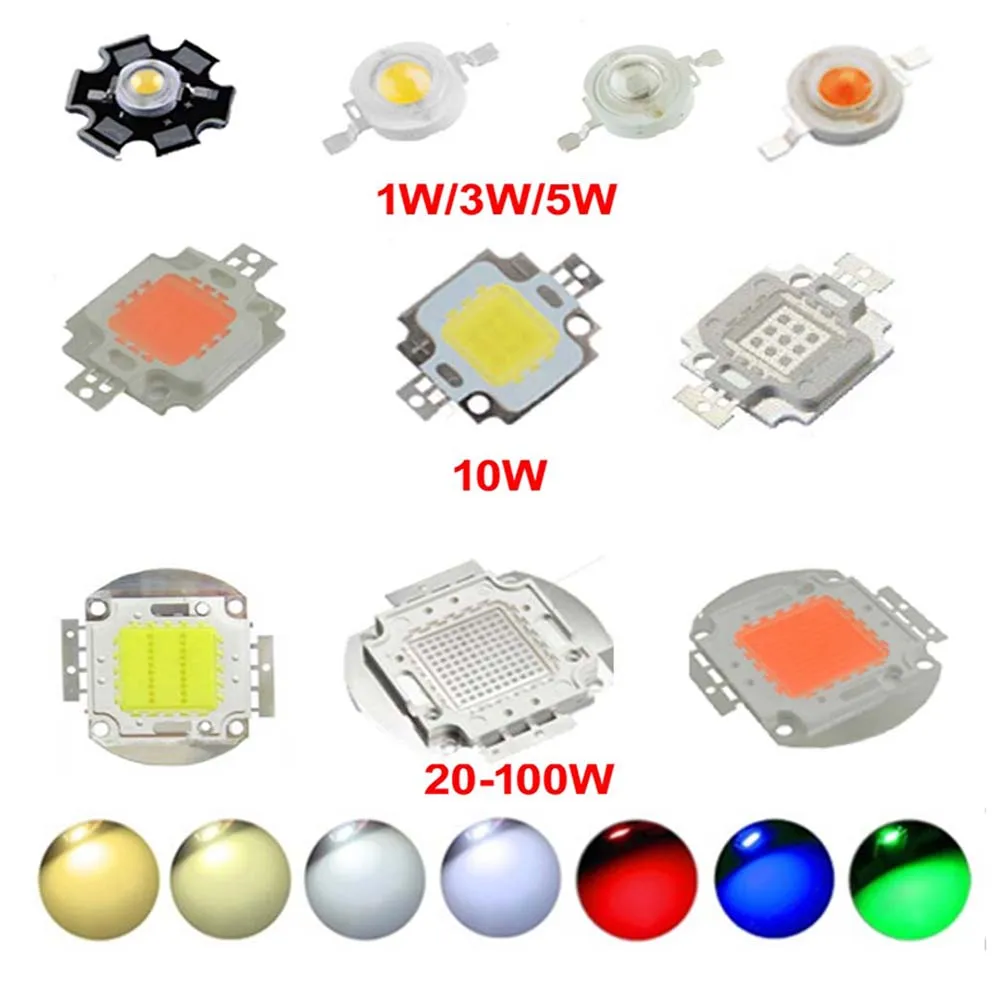 Светодиодный чип высокой мощности 1 Вт 3 5 10 20 30 50 100 COB SMD LED Bead White RGB UV Grow полный