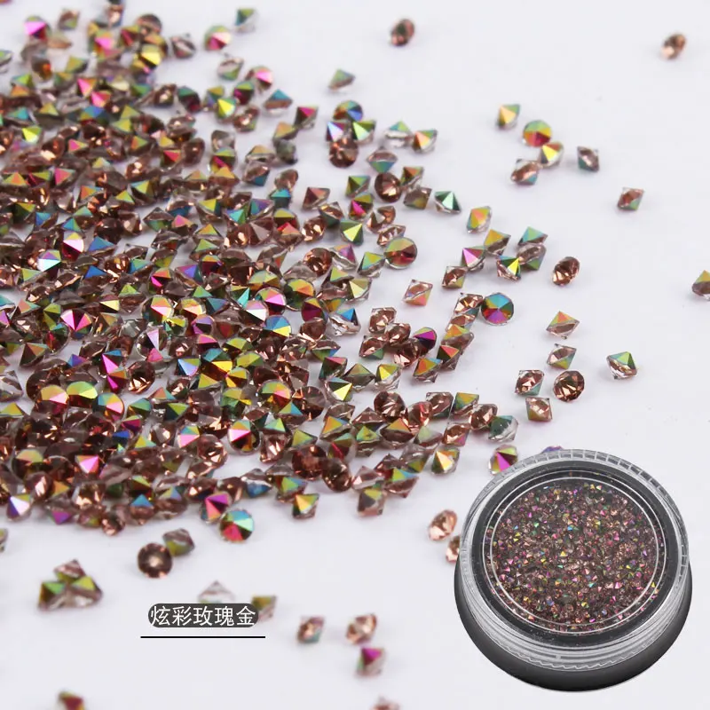 Rainbow rose gold Новинка 1440 шт микро Алмазные DIY Стразы для ногтей Кристальные плоские с обратной стороны не горячей фиксации наклейки со стразами нужен клей для нейл-арта украшения - Цвет: Rainbow rose gold