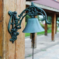 cast iron welcome dinner bell large big wall mounted dark green metal door bell crafts home shop store cabin decoration antique