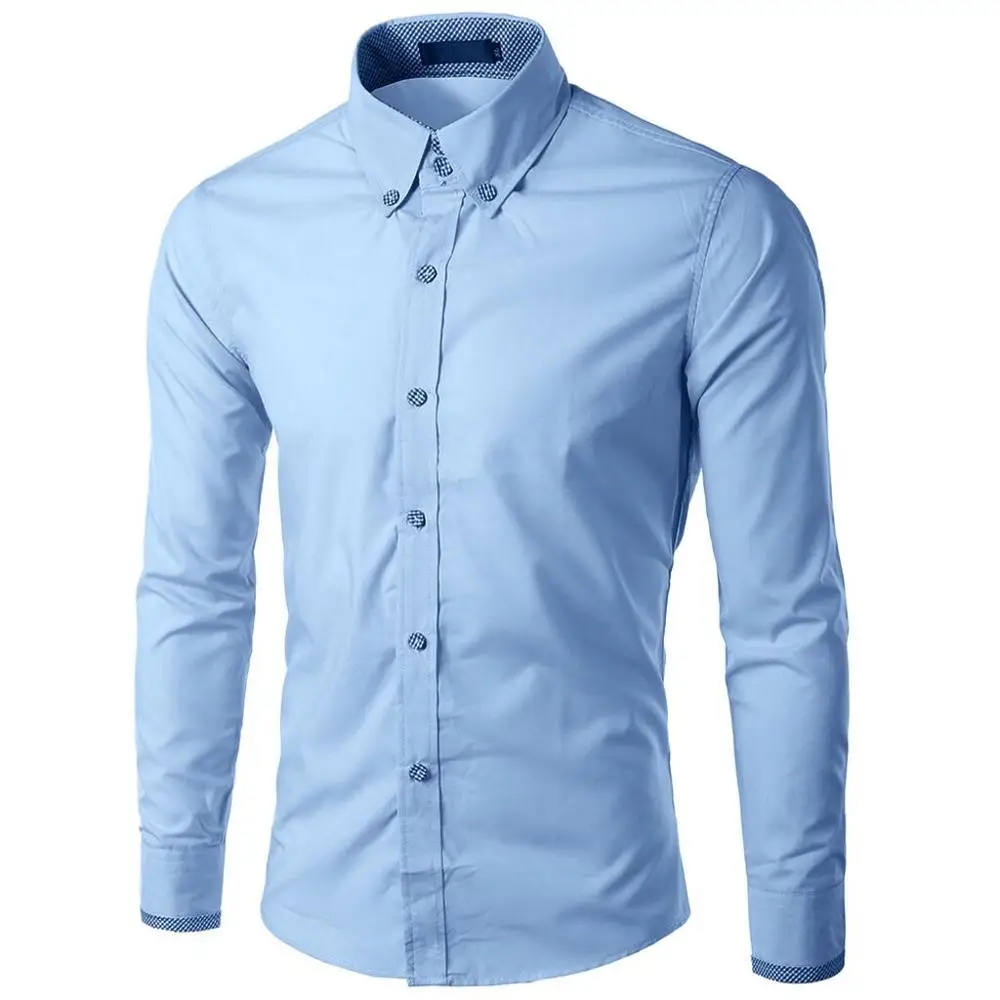 C Рубашка Chemise Homme, с длинным рукавом, на пуговицах, лето, осень, мужская повседневная одежда, облегающая, на каждый день, для мужчин, s, модные футболки, однотонный, хлопок, для пляжа C - Цвет: C