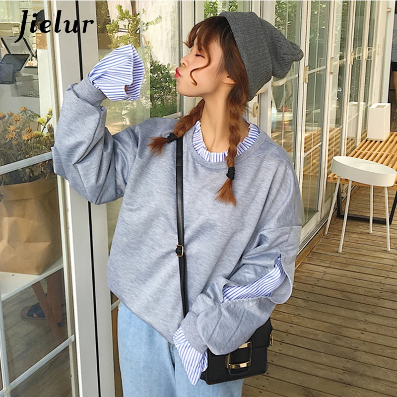 Jielur 2020 осенние толстовки Harajuku Лоскутная Толстовка Женская Корейская шикарная Kpop