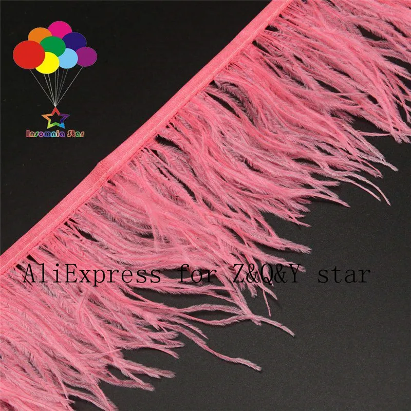 Z & Q Y натуральный красивый Страус окрашенные волосы арбуз красный сделано в ткани