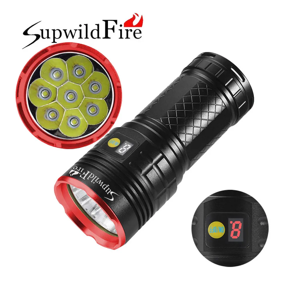 ISHOWTIENDA наиболее Мощность ful светодиодный фонарик 8x XM-L T6 светодиодный Мощность цифровой Дисплей охоты Flashligt батарея для охоты# g20 - Испускаемый цвет: Красный