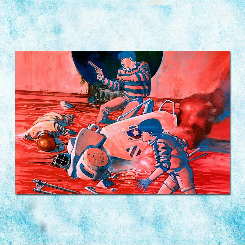 Художественный Шелковый плакат Akira Red Fighting Hot из аниме печать на холсте 13x20 дюймов