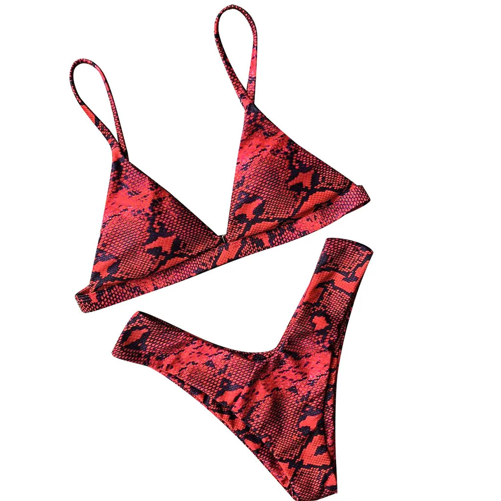 Женский купальный костюм с леопардовым принтом пляжный комплект бикини летний