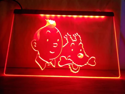 

LC129- Tintin и заснеженные Приключения комикс новый световой знак домашний декор ремесла