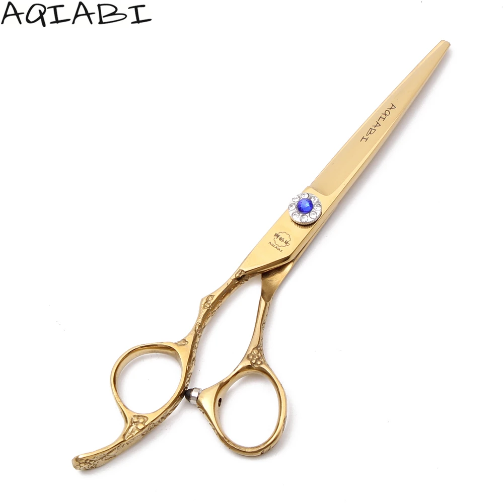 A8002 5,5 ''левая рука 440C AQIABI Золотой Салон ножницы для волос Парикмахерские ножницы филировочные ножницы Парикмахерская