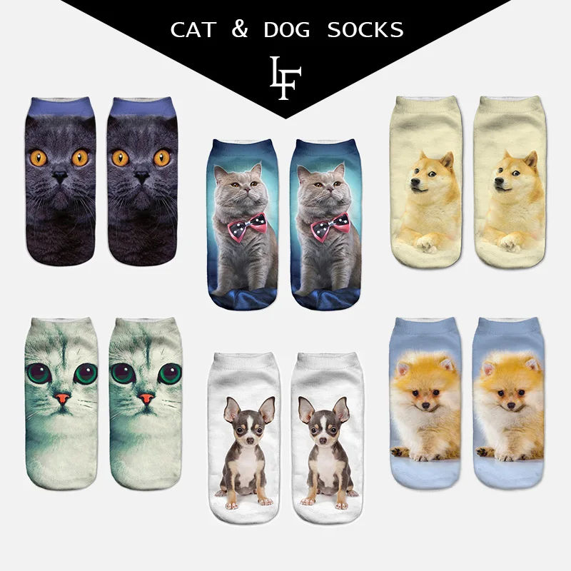 Новинка 2017 носки с объемным животным принтом новые женские милые короткие