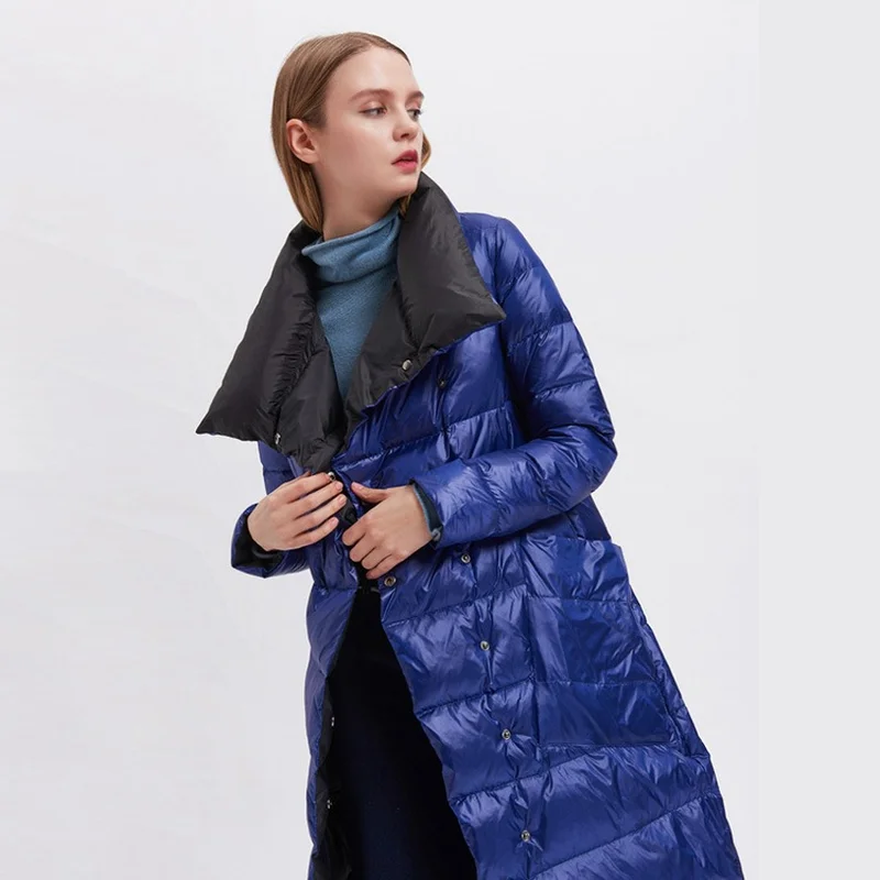Длинная куртка на утином пуху женское осенне зимнее пальто женская пуховик