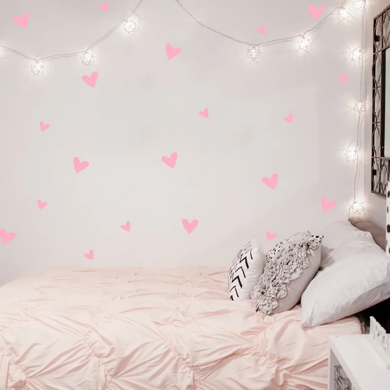Dozzlor 25PCS/set Cartoon Love Heart Shaped Wall Sticker Children's Room Simple And Innovative Decorative Removable | Дом и сад