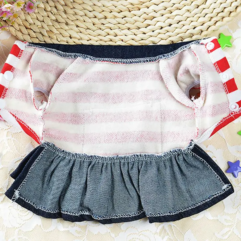 White Dot Puppy Dress Cat Strap Denim Skirt Pet Dog Clothes Apparels Size XS-XL Supplies manteau chien hiver |