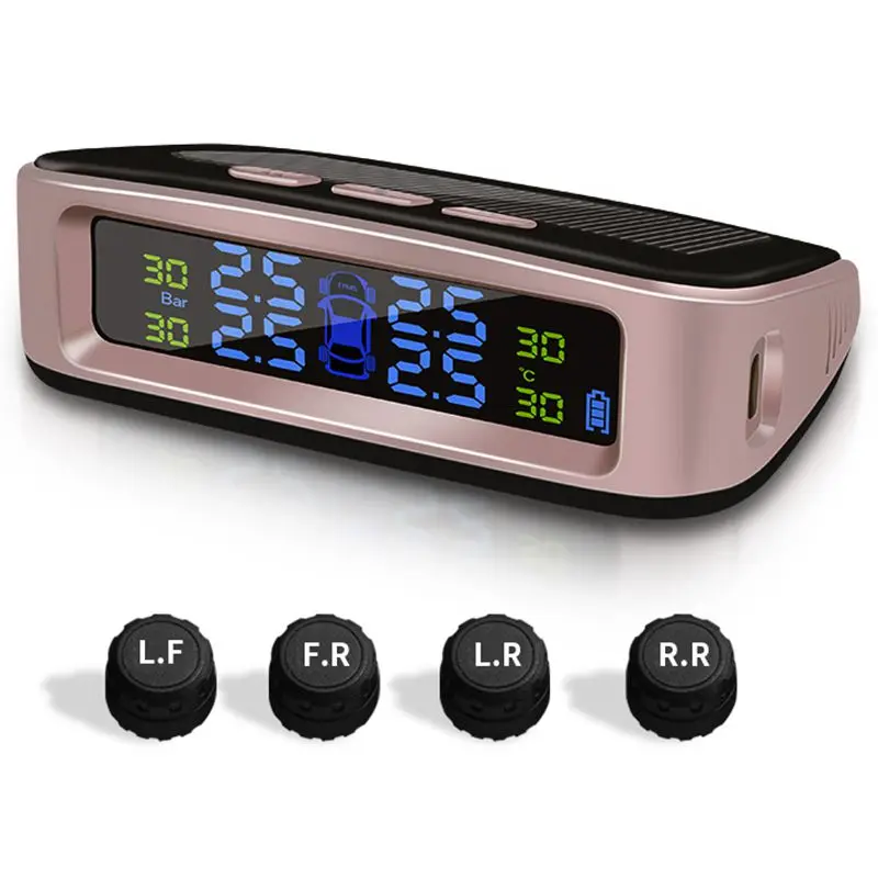 Solar Car Tire Pressure Wireless LCD Monitor Alarm System 4 External Sensor | Автомобили и мотоциклы