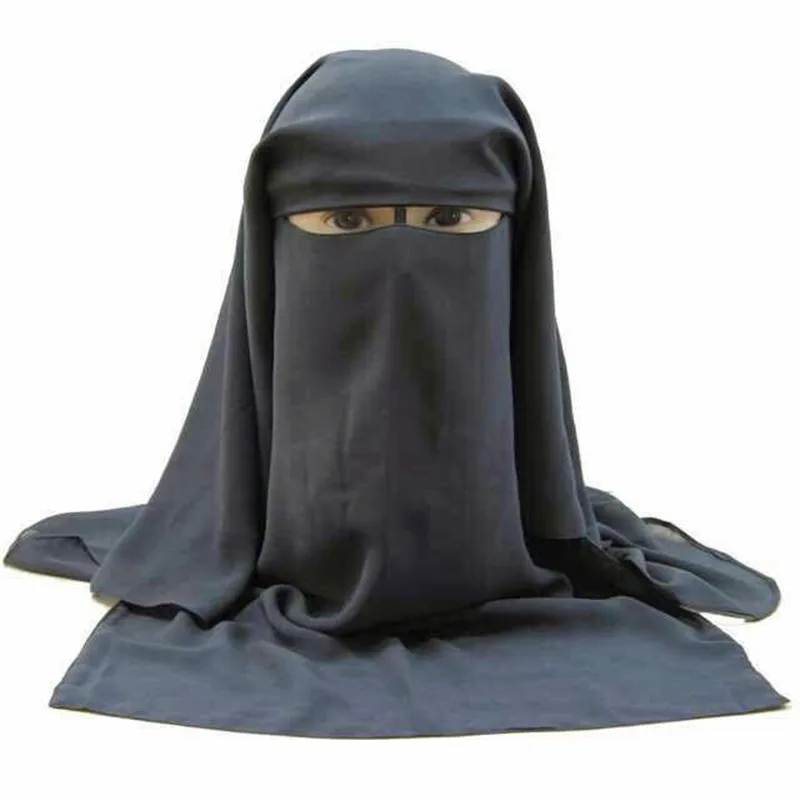 Мусульманская Черная вуаль для лица 3 слоя Женский хиджаб Бурка Niqab Арабский исламский платок обертывание абайя тюрбан головной убор с капюшоном мгновенный