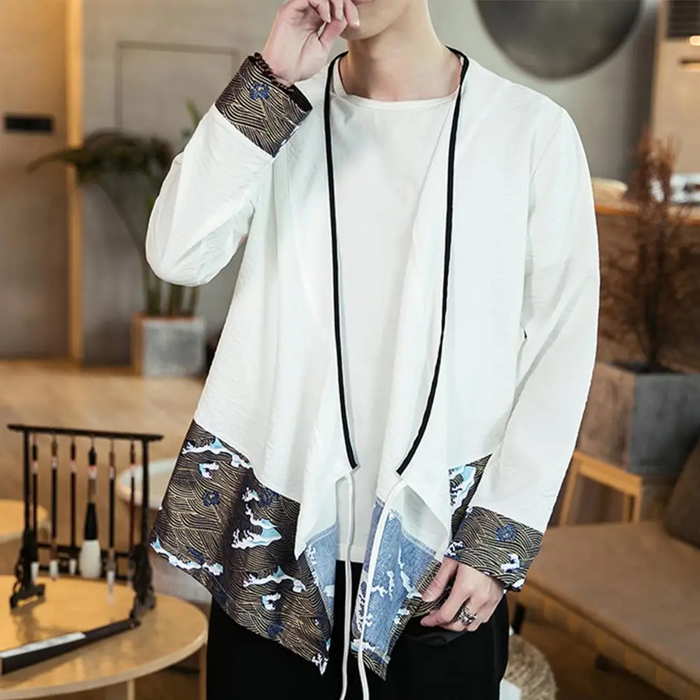 2019 Новая китайская Стиль кран Волна печати Повседневное кардиган пальто Для