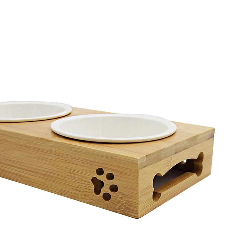 Новая миска для домашних животных керамическая собак и кошек Бамбуковая корма