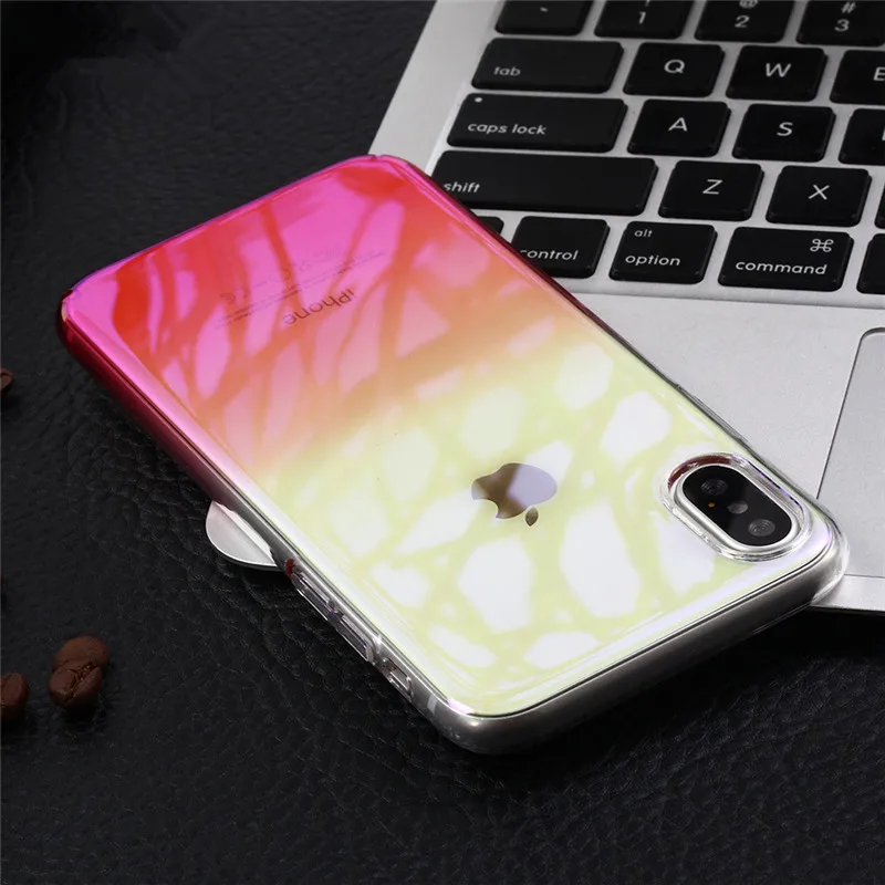 Градиент Цвет ТПУ мягкий чехол для мобильного телефона iPhone X 8 7 6 плюс Чехол
