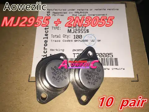 Aoweziic 20 шт. = 10 пар, 100%, высококачественный золотистый Триод с уплотнением, MJ2955 2N3055, усилитель мощности, лампа (китайские производители)