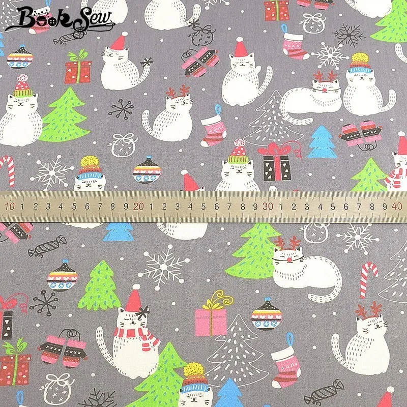Booksew, рождественский стиль, хлопок, ткань с рисунком кота, ткань для жировых четвертей, сделай сам, простыня для шитья, лоскутное шитье, ремесло, домашний текстиль