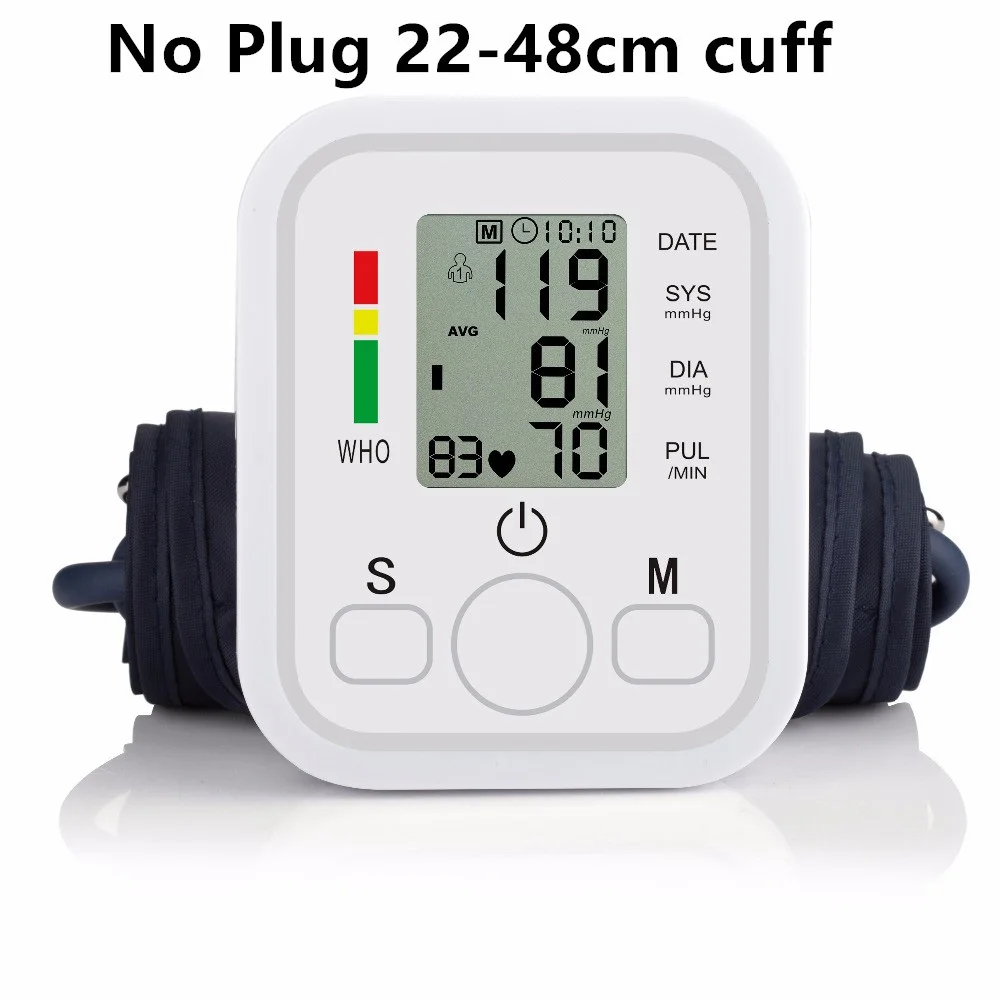 No Plug 22to48 Cuff Монитор артериального давления верхней руки портативный тонометр забота о здоровье BP цифровой Сфигмоманометр прибор для измерения артериального давления машина - Цвет: No Plug 22to48 Cuff